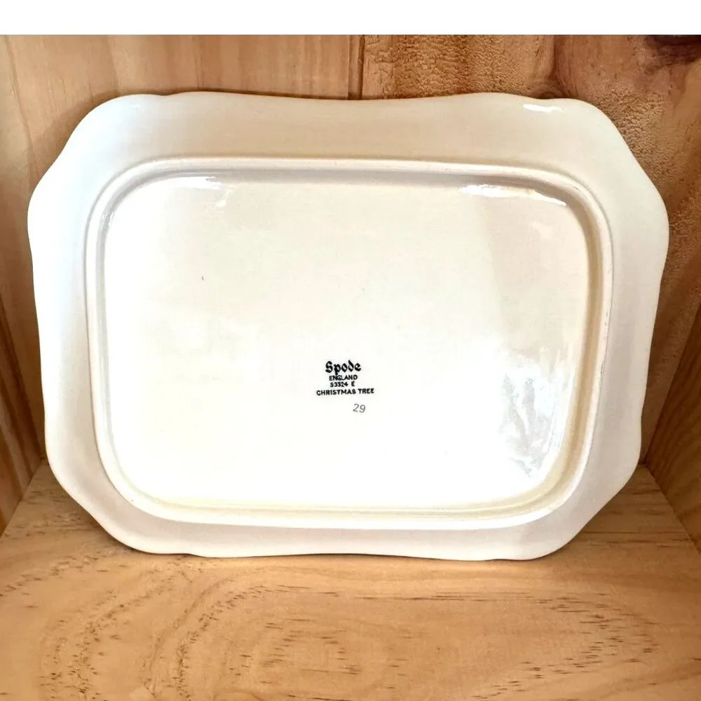 Spode Christmas Cream Cheese Wedge Dish with Handled Lid Size 7 5/8 Length - Picture 7 of 7